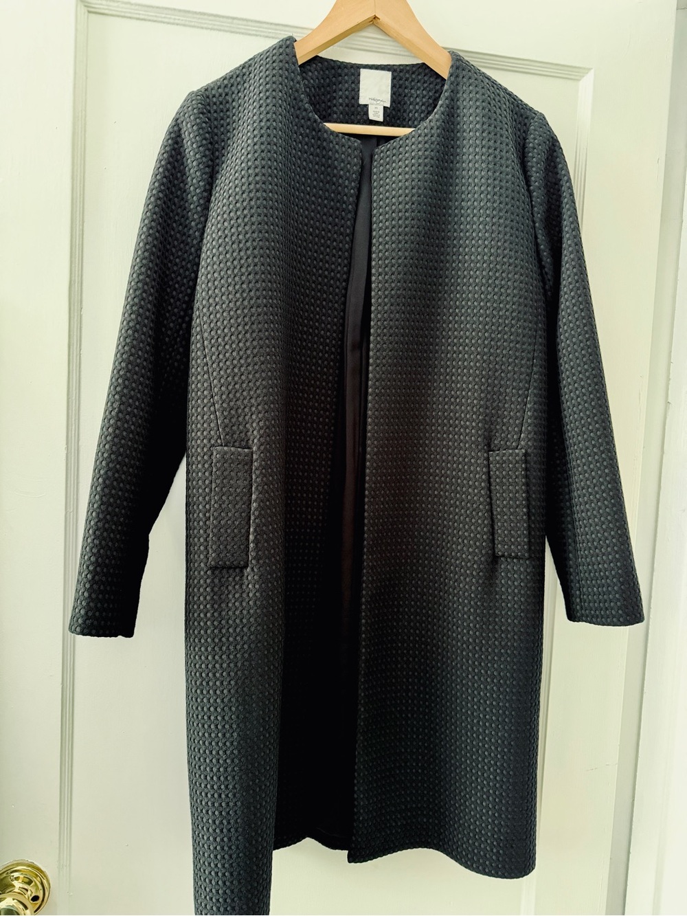 Halogen Black Textured Open-Front Coat XS